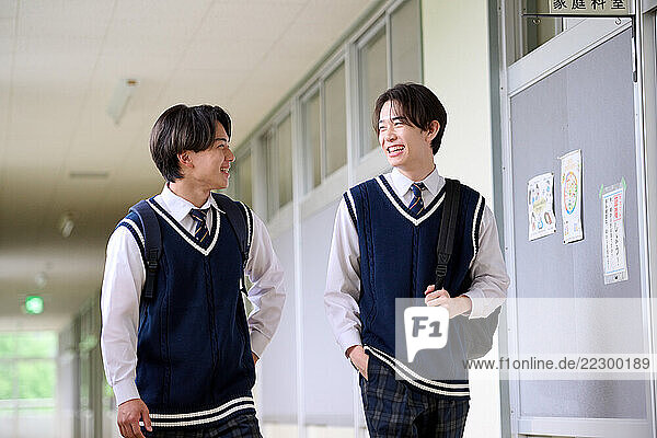 Japanese High School Students In Uniform
