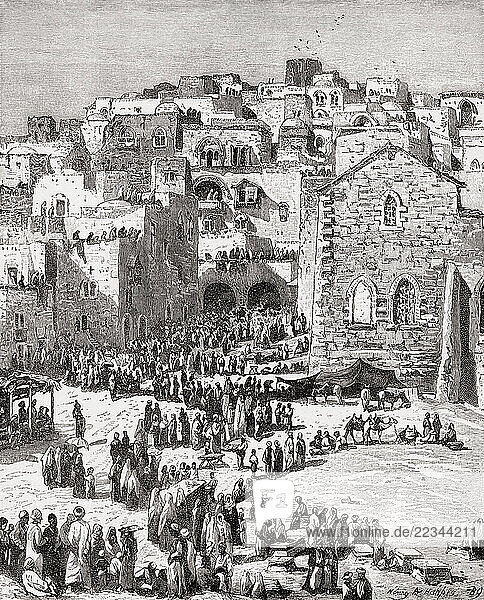 Christmas Day celebrations in Bethlehem  19th century. From Pictorial Sketches from Bible Lands  published c.1880