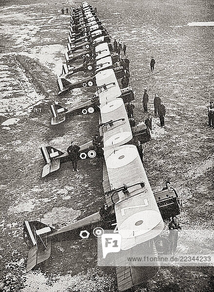 EDITORIAL S.E. 5A Scouts on St. Omer Aerodrome  1918  during WWI. From Wings of War  published 1942.