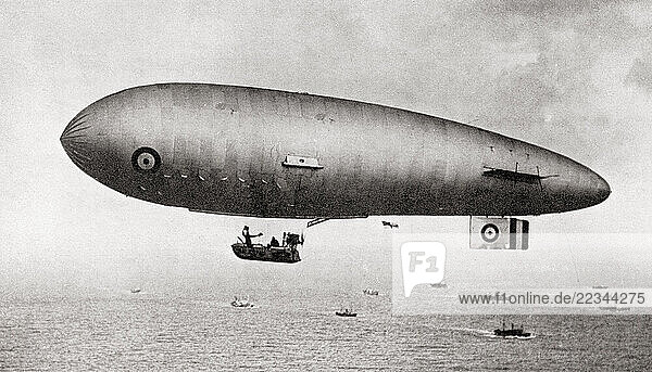 EDITORIAL A Zero non-rigid airship escorting a convoy during WWI. From Wings of War  published 1942.