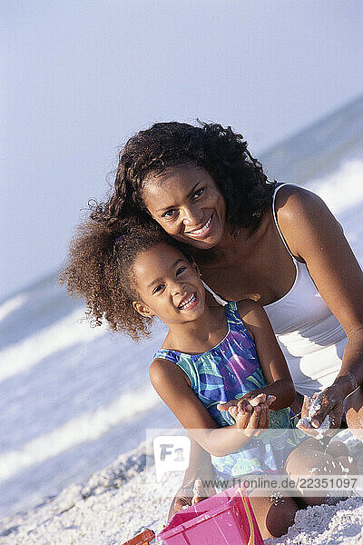 Mother and Daughter at Beach