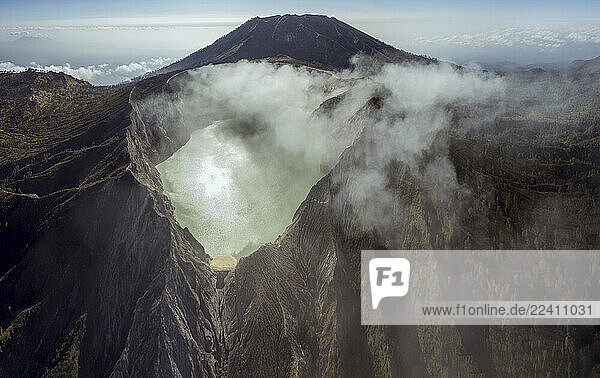 Indonesia  Java  aerial view of Ijen volcano