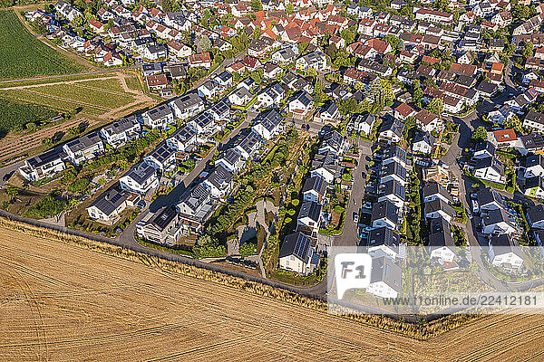 Germany  Baden-Wurttemberg  Waiblingen  Aerial view of new development area with modern energy efficient houses