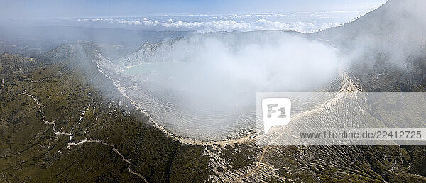 Indonesia  Java  aerial view of Ijen volcano