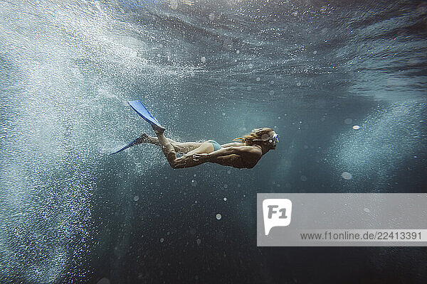 Woman underwater  Gili Meno  Gili islands  Bali  Indonesia