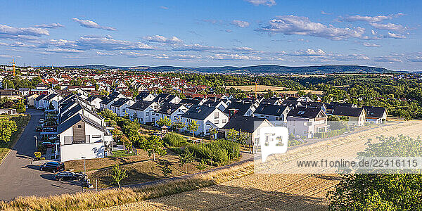 Germany  Baden-Wurttemberg  Waiblingen  Aerial view of new development area with modern energy efficient houses