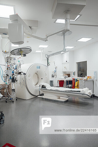 Modern MRT machine in a clean and sterile hospital emergency room