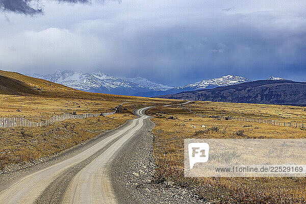 Gravel road leading to Torres?del?Paine National Park