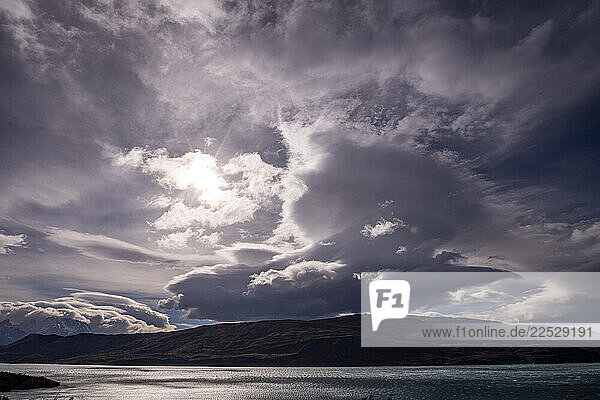 Dramatic clouds over Toro Lake in Torres del Paine National Park