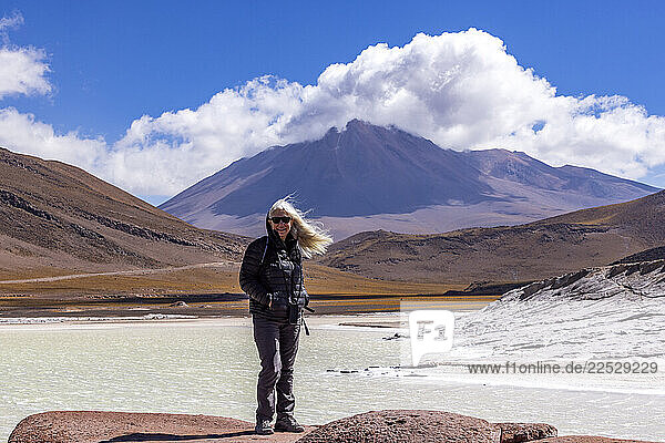 Portrait of smiling senior woman in Atacama Desert
