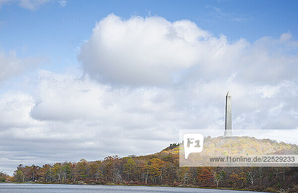 High Point Monument on mountain top in autumn