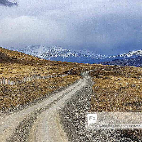 Gravel road leading to Torres del Paine National Park