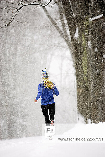 Libby Wilson on a snowy winter day in Hanover  New Hampshire.