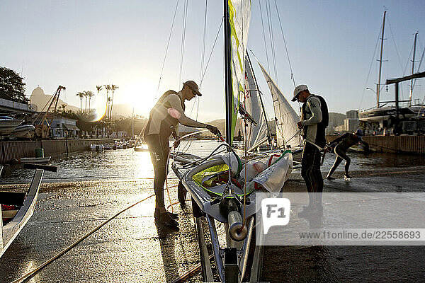 Rio de Janeiro Olympic Test Event - FÃ©dÃ©ration FranÃ§aise de Voile. 49er Emmanuel Dyen  StÃ©phane Christidis.