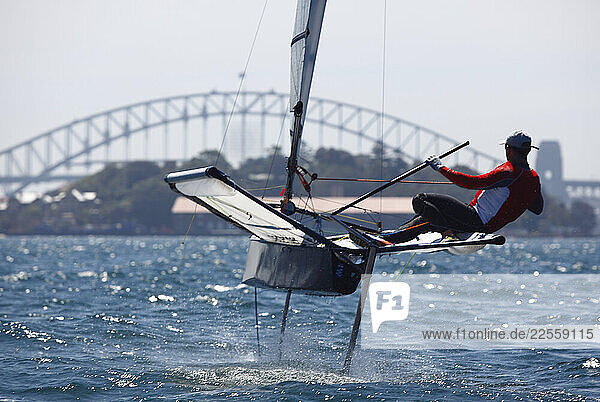 Day 3 of the Sail Sydney 2009 regatta  Moth class Sydney  Australia.