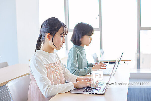 Young Japanese schoolkids