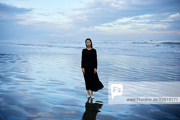 Young Japanese woman at the beach