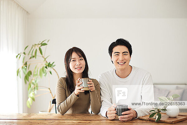 Japanese couple at home