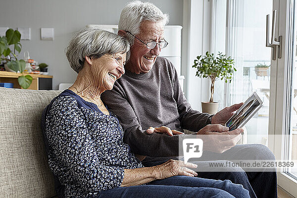 Grandparents enjoying a video call at home