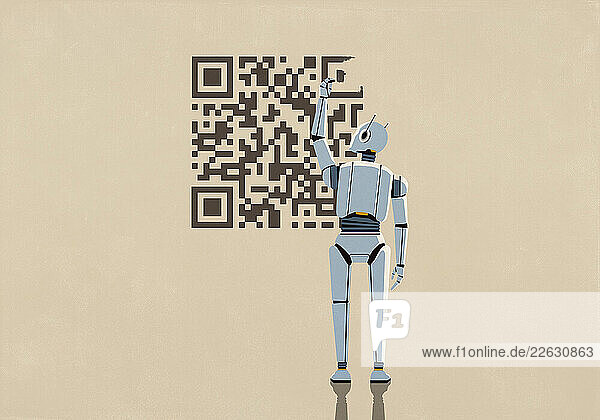 Humanoid robot drawing QR code