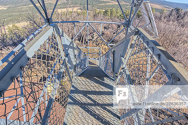 View from second deck of fire watchtower on summit of Apache Maid Mountain  Coconino National Forest  Arizona  United States of America