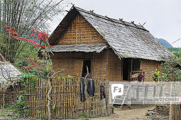 Village where people from both Khmu and Hmong minority ethnics groups live  in mountain massif near Nong Khiaw  Luang Prabang Province  Laos