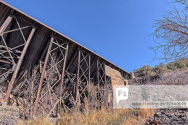View from below the historic Bainbridge Steel Dam near Ash Fork  Kaibab National Forest  Arizona  United States of America