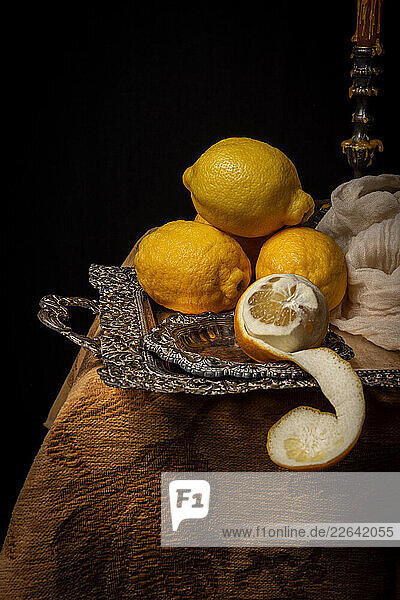 Lemons on a silver platter