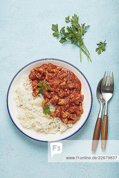 Hähnchencurry mit Basmati-Reis und Chapati
