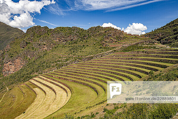 Terraced Inca ruins in Sacred Valley of the Incas