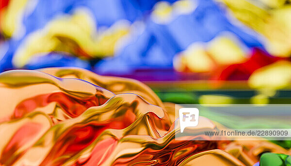 Vibrant  abstract fluid shapes in vivid colors create a dynamic visual effect. Illustration  Blender 3D rendering