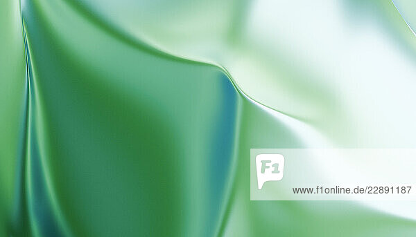 Smooth flowing abstract green and white satin fabric with soft curves and light reflections. Blender illustration