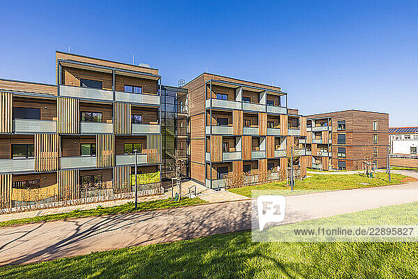 Modern apartment complex with wooden modules in Stuttgart  Germany