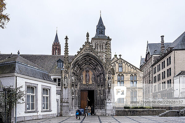 Maastricht  Netherlands dz?dz?dz? View of the Cappella Sancti Servatii with the Basilica of Saint Servatius in the background. A historic site reflecting the rich religious heritage of the city.