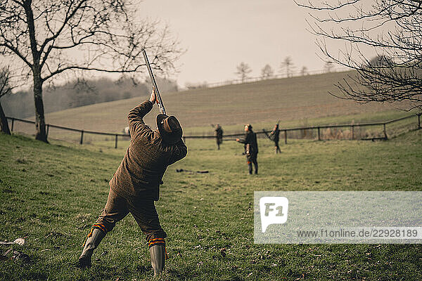 A gun shooting on a driven shoot in the UK