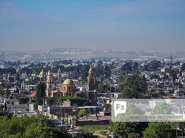View towards the Tecamac Church of Saint Paul  Cholula  Puebla State  Mexico