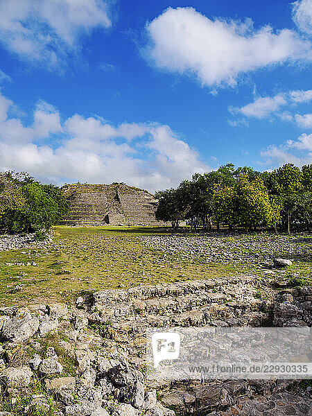 Kinich Kak Moo Mayan Pyramid  Izamal  Yucatan State  Mexico