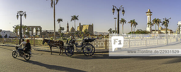 View of Luxor Temple from Luxor Temple Square on a sunny day  Luxor  Egypt  Africa