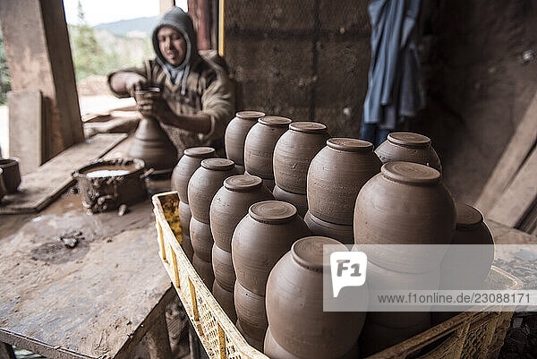 Pottery being made near Marrakesh Morocco