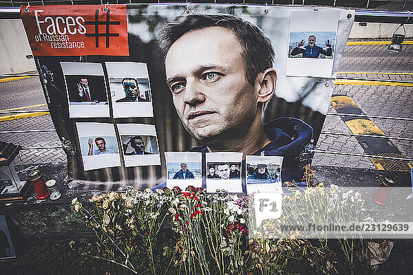 Riga  Latvia. Tribute to Alexei Navalny