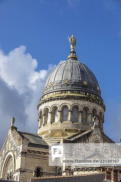 France  Centre-Val de Loire  Indre-et-Loire  Tours. Basilica of Saint Martin. Bronze statue of Saint Martin  by the sculptor Jean-Baptiste Hugues