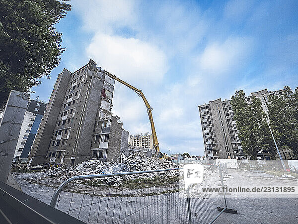 France  Hauts de France  Pas-de-Calais  Calais  Fort Nieulay district. Destruction of old  social housing buildings.